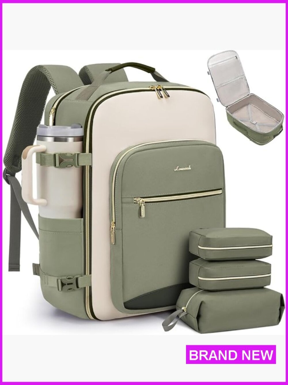 40L Travel Backpack Airline Approved Carry On with Packing Cubes Fits 17" Laptop